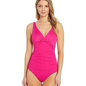 Lauren Ralph Lauren, Women's Beach Club,Twist Underwire One-Piece Pink Size 8